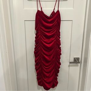 Fashion Nova Red Ruched Dress